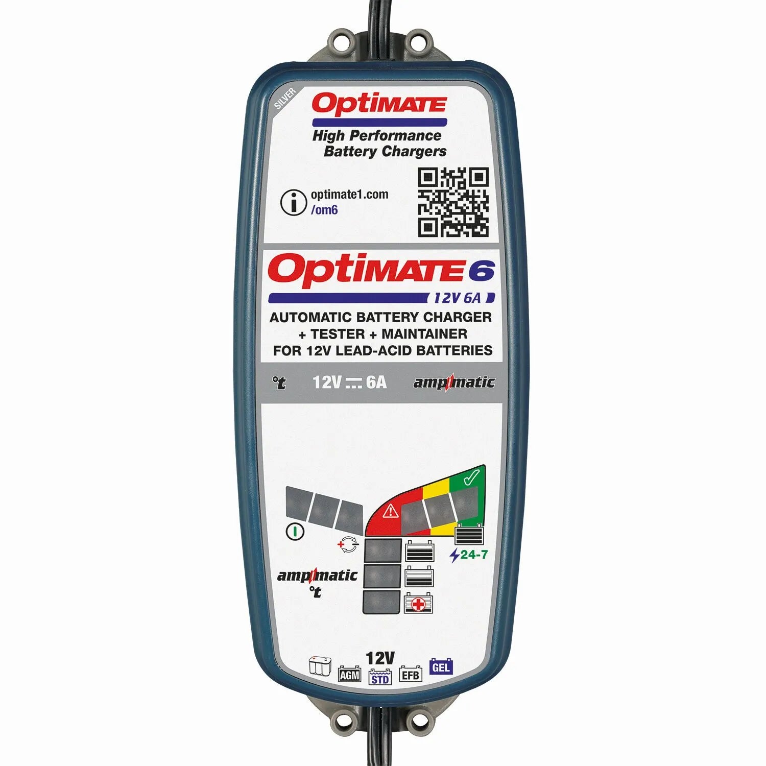 Tecmate Optimate 6 Vælg 12v batterioplader/strømforsyning