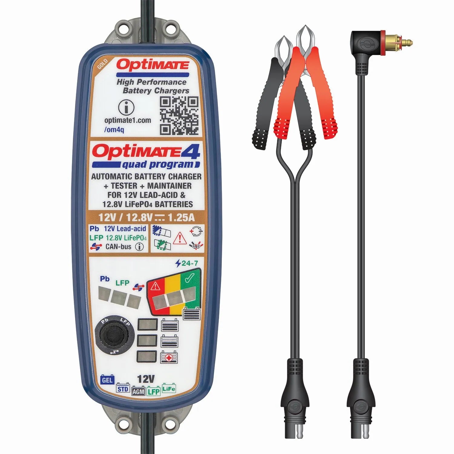 Tecmate Optimate 4 Quad 12v batterioplader