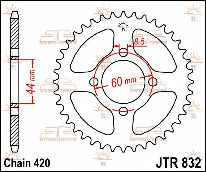 JT Sprockets Stål Baghjul 38t