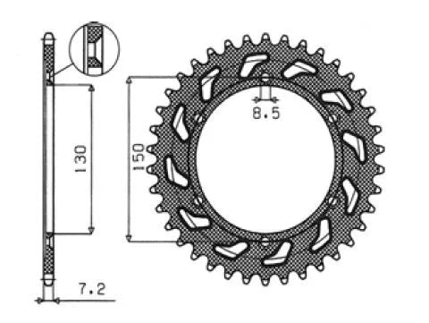 Sunstar Stål Baghjul - 51 Tand