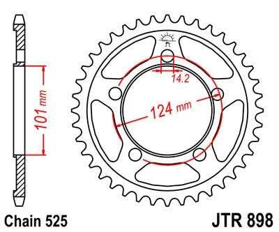 Jt Sprockets Stål Baghjul 525-42t
