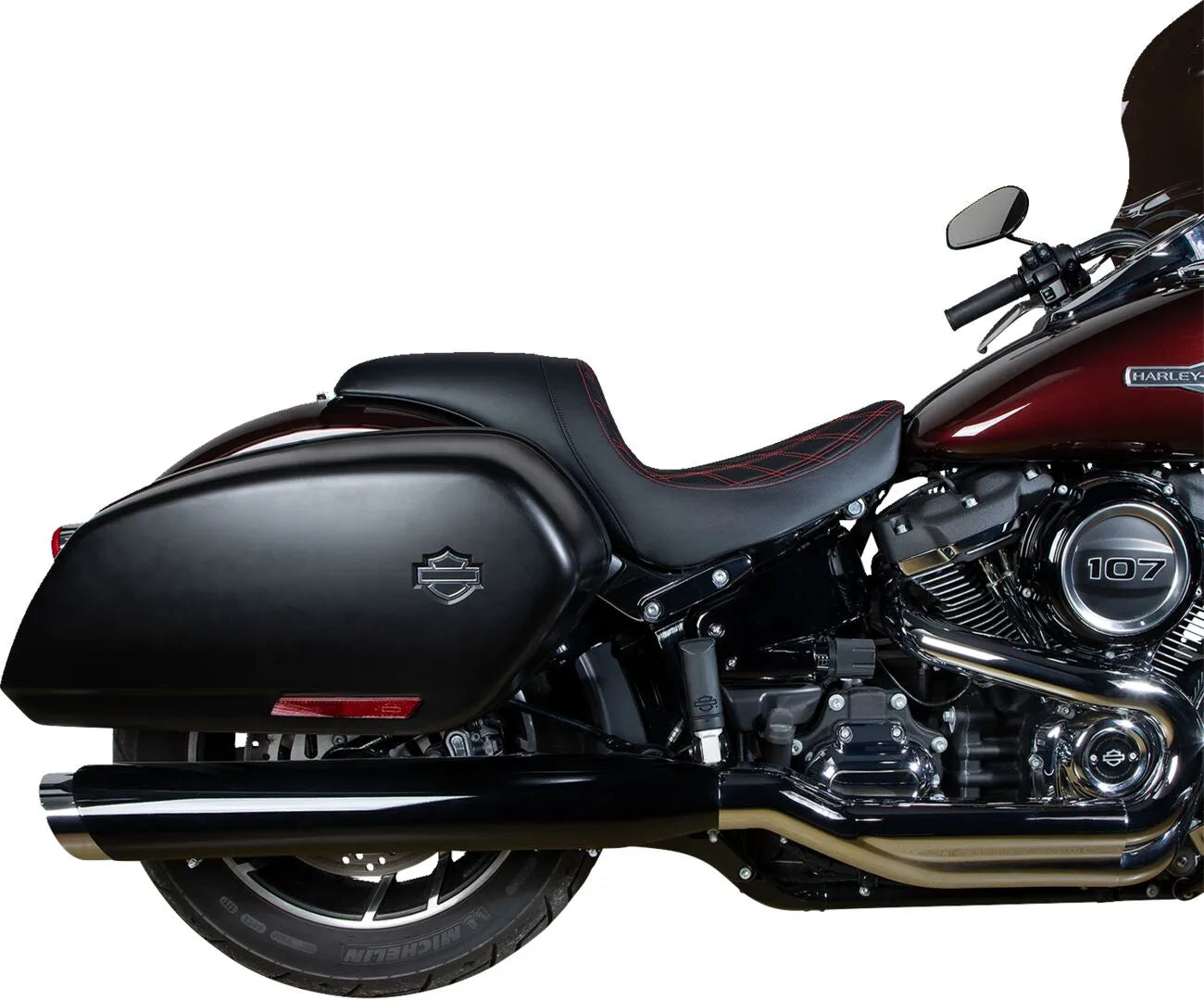 Drag Specialties Predator Seat - sort, rød syning