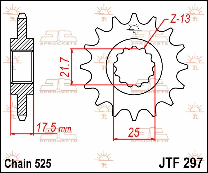 Jt Sprockets Forhjul - 525 Kæde, 15 Tand