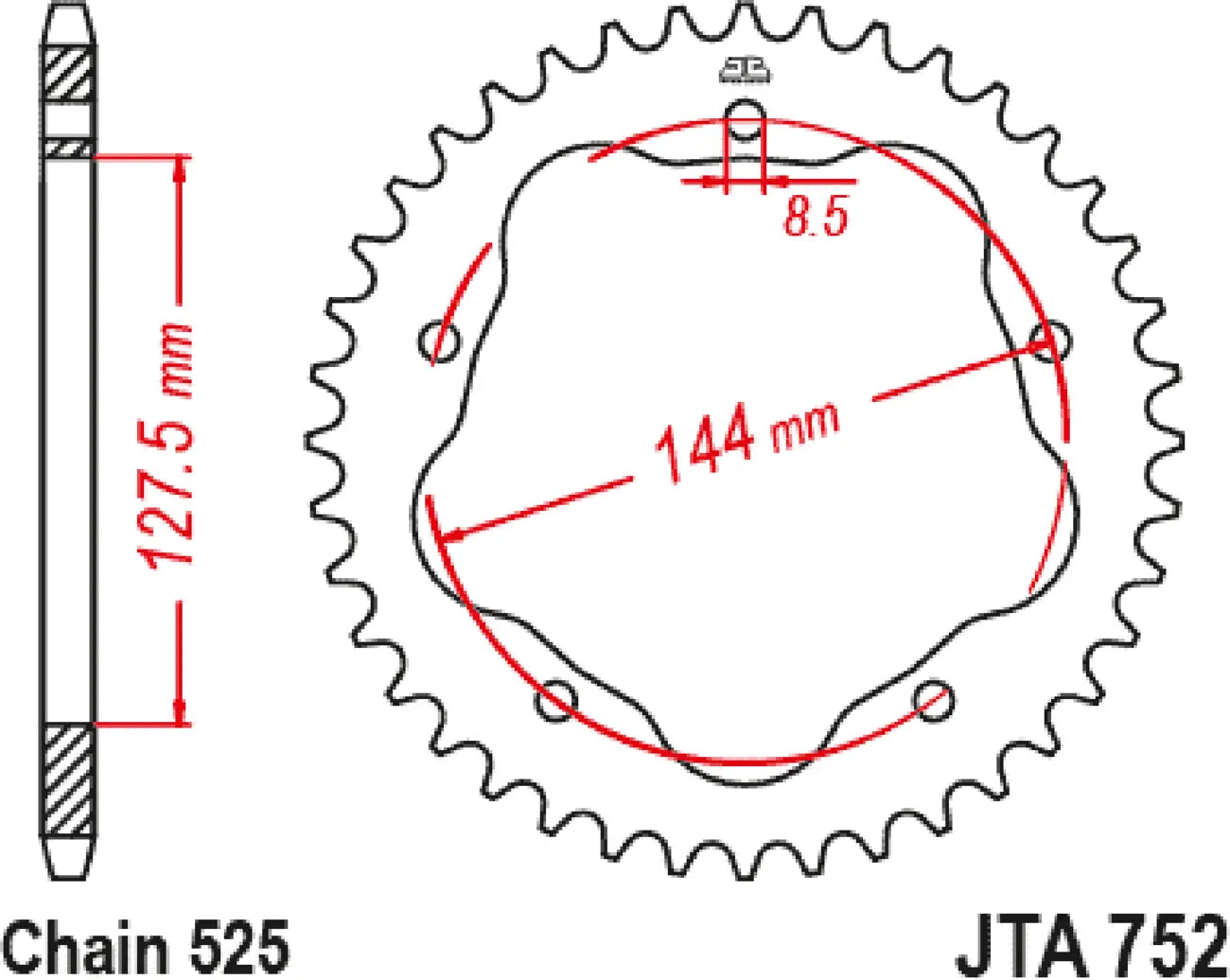 Jt Sprockets Baghjul i Aluminium - 525