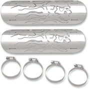 Drag Specialties Flaming Skull Heat Shields For 2"-2.25" Pipes