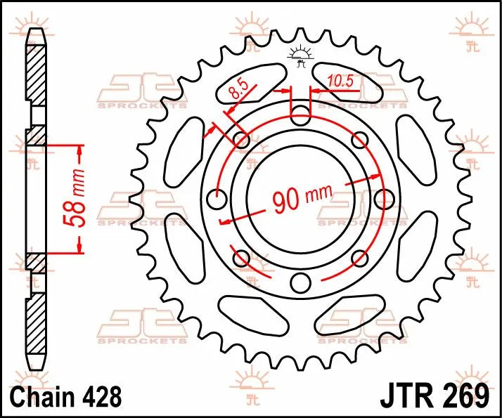 Jt Sprockets Stål Baghjul 40t