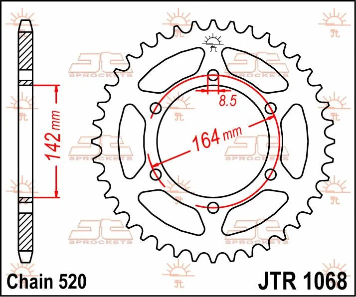 Jt Sprockets Stål Baghjul - 520, 46t