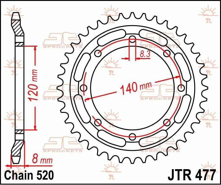 Jt Sprockets Stål Baghjul - 520