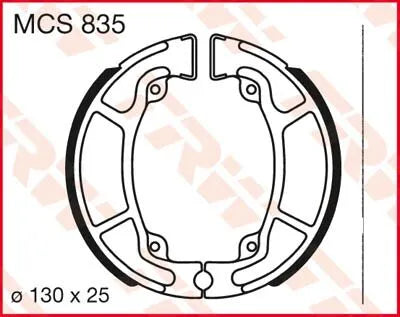 Trw Mcs835 Organic Brake Shoes - 130mm Diameter