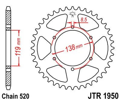 Jt Sprockets Stål Baghjul - 520, 48t
