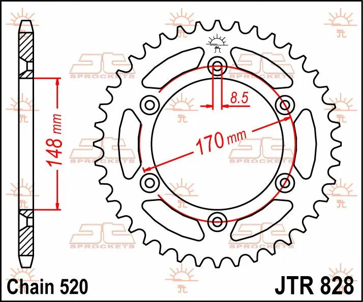 JT Sprockets Stål Baghjul 520-48t