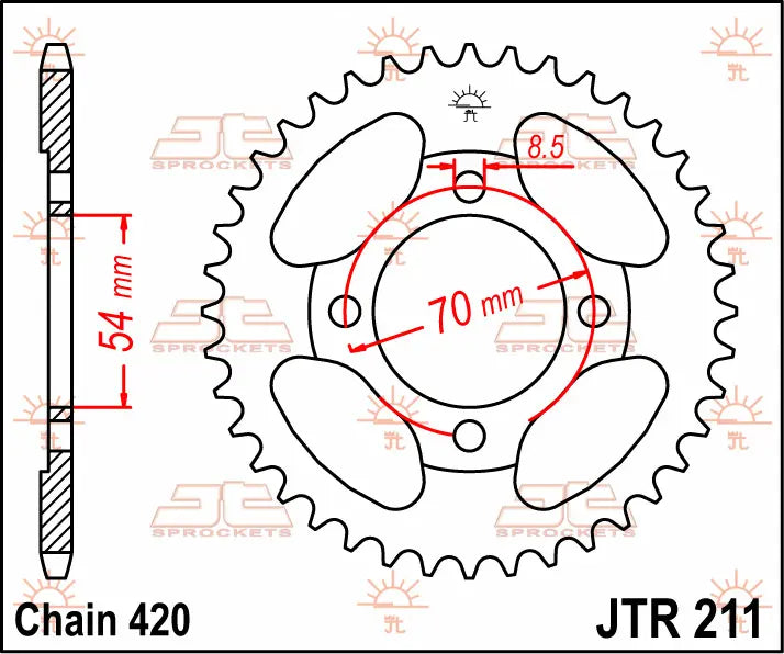 Jt Sprockets Stål Baghjul - 39t