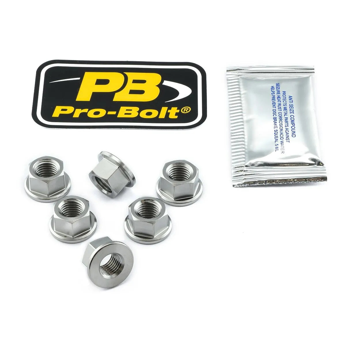 Pro Bolt Titanium Tandhjulsmøtrikker - 6-pak