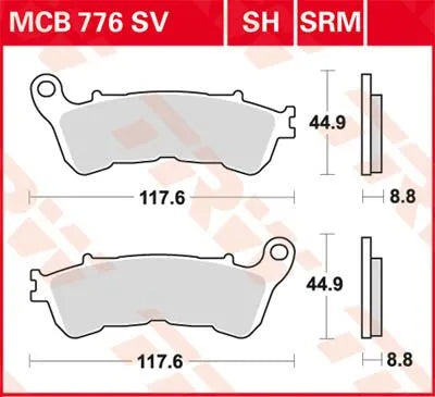 Trw Sh Series Sintered Rear Brake Pads