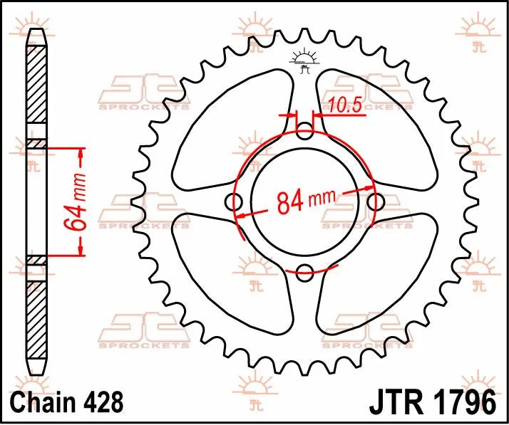 Jt Sprockets Stål Baghjul 49t