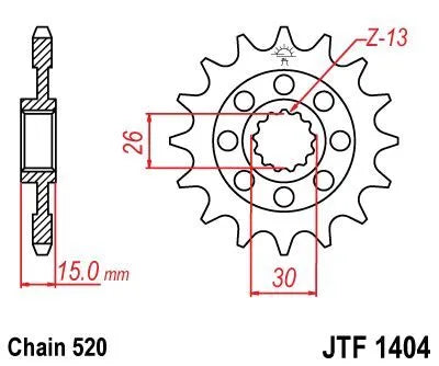Jt Sprockets Forhjul - 520 Kæde, 16 Tand