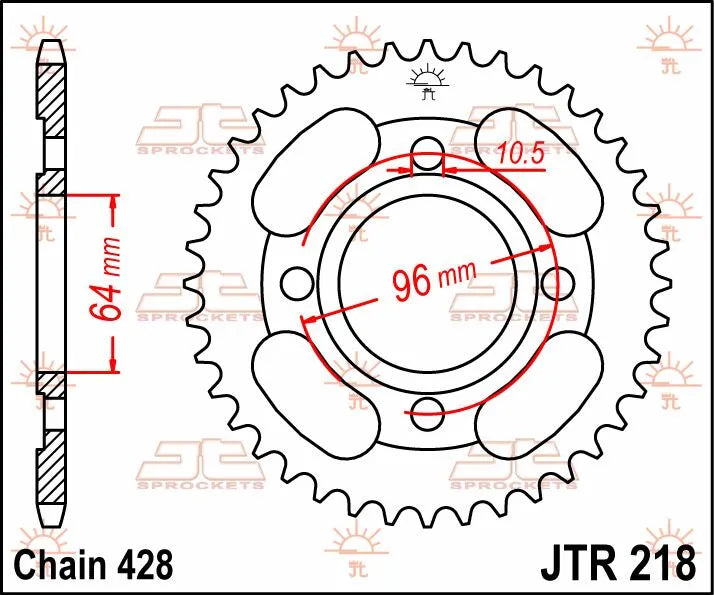 Jt Sprockets Stål Baghjul - 44t