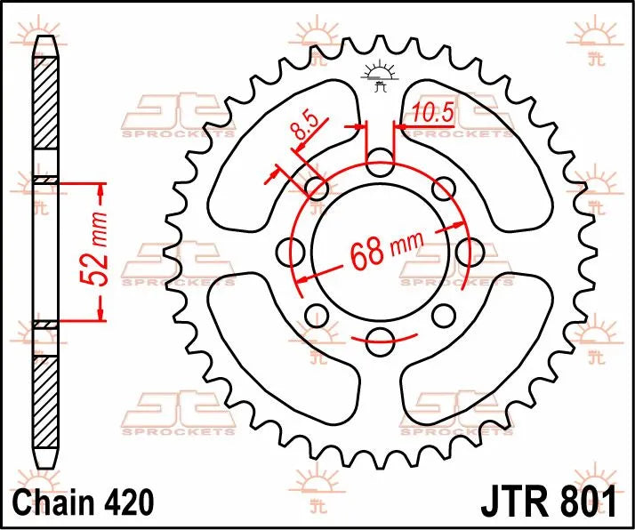 Jt Sprockets Stål Baghjul 51t
