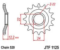 Jt Sprockets Forhjul - 520 Kæde, 16 Tand