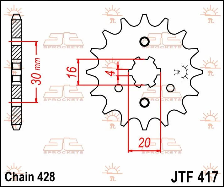 Jt Sprockets Forhjul - 16 Tand