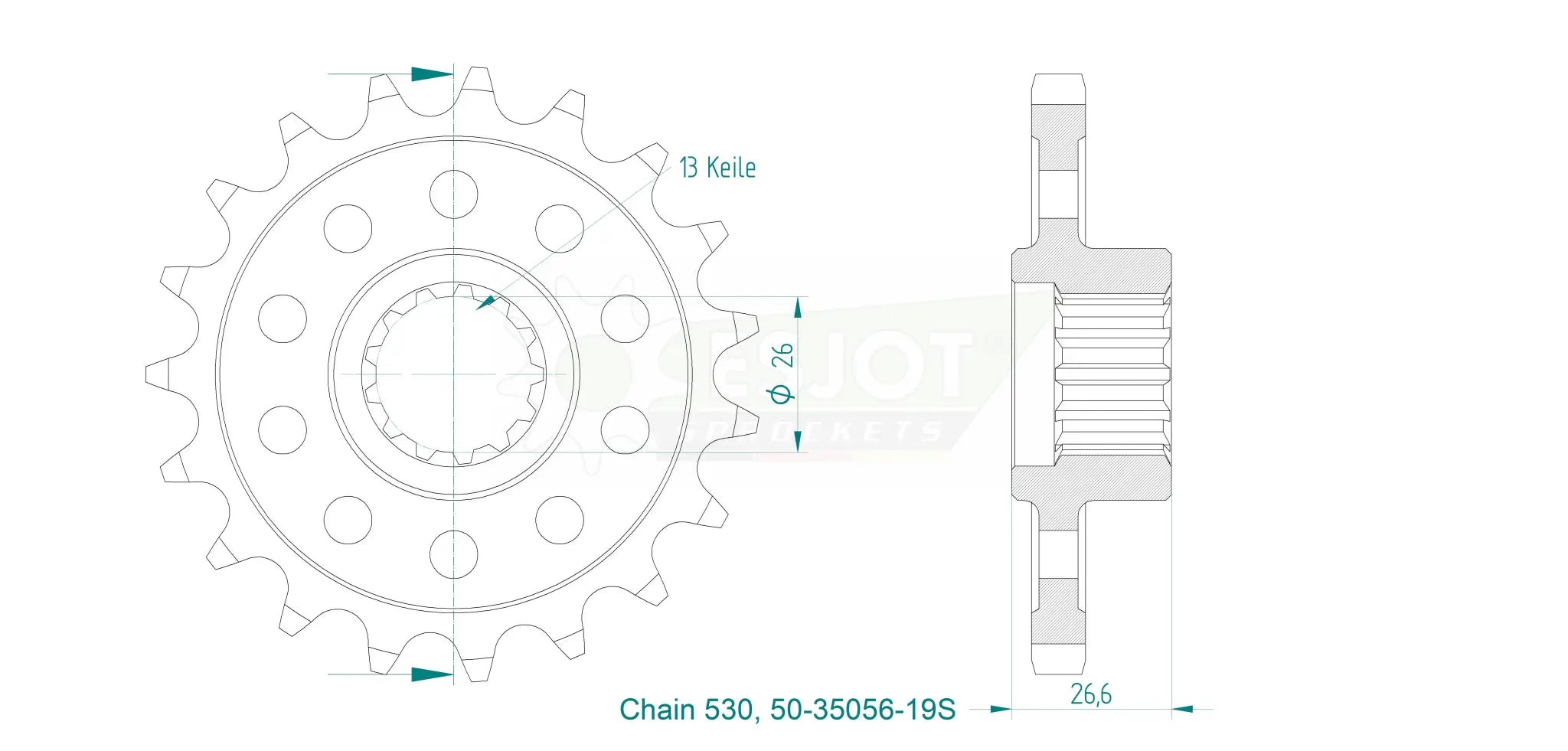 Esjot 530 Sport Tandhjul For - Højtydende Stål