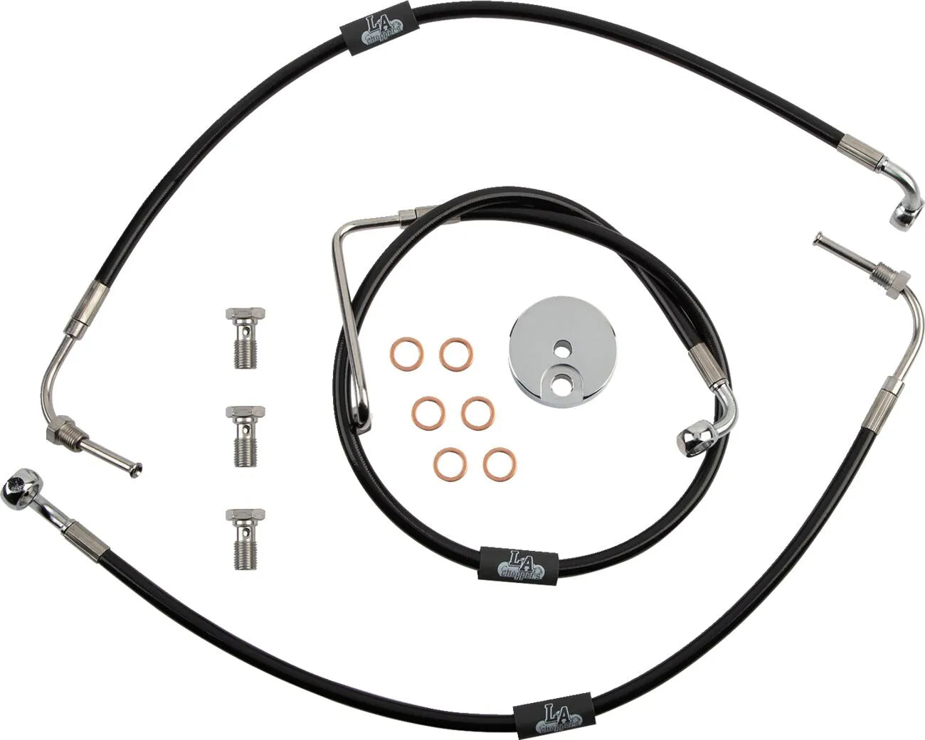 La Choppers Black Braided Brake Line Kit For Ape Hangers