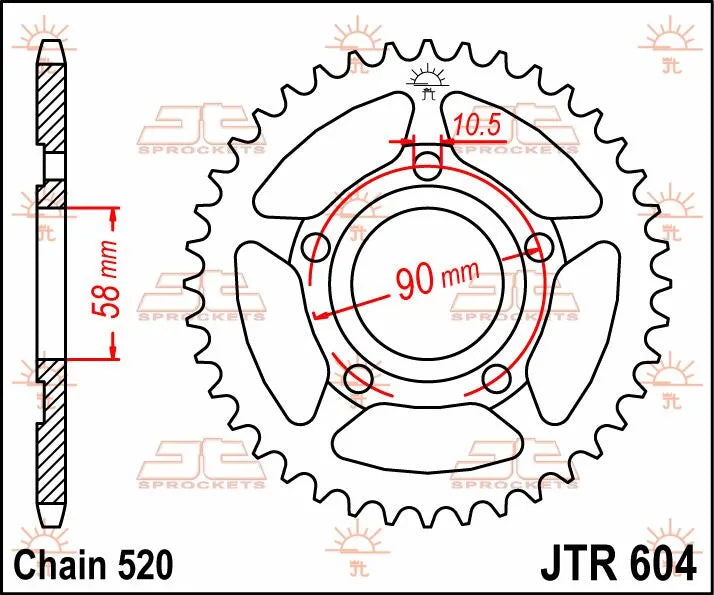 Jt Sprockets Stål Baghjul 520-35t