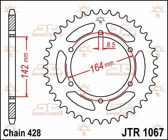 Jt Sprockets Stål Baghjul 52t