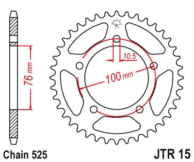 Jt Sprockets Stål Baghjul 525-42t