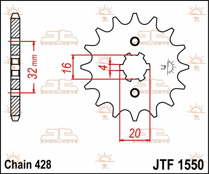 Jt Sprockets Forhjul - 14 Tand