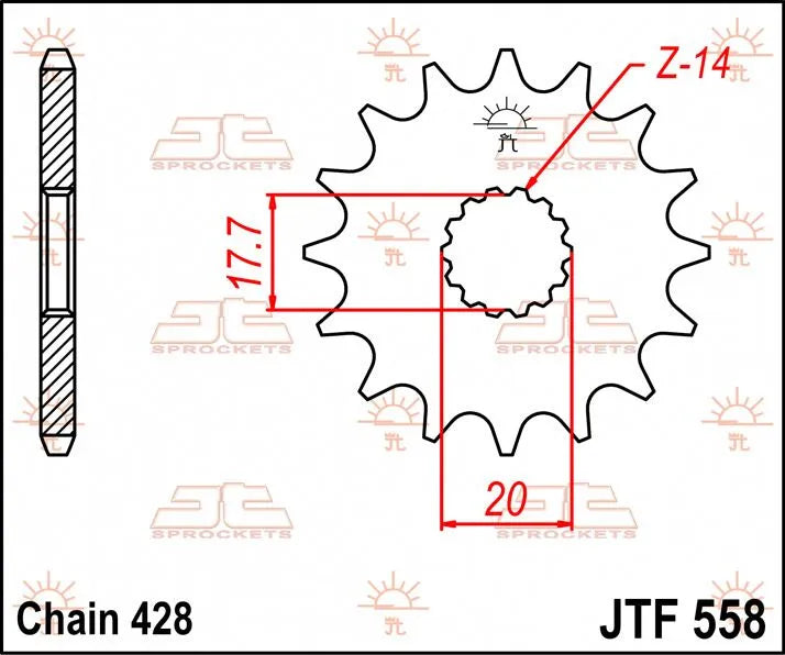 JT Sprockets Forhjul - 20 Tand