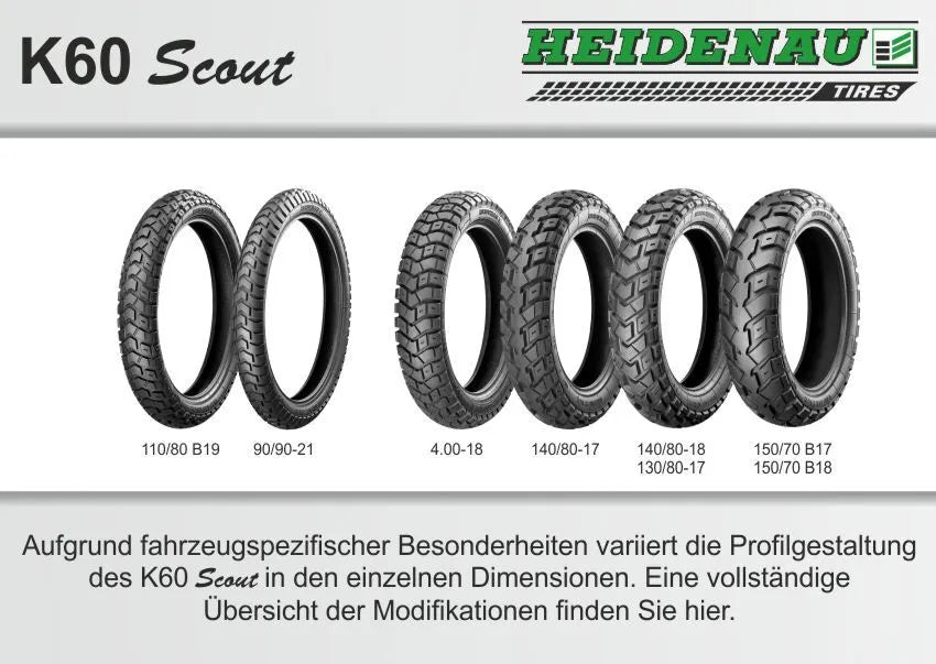Heidenau K60 Scout Tire 120/90-17 Dual Sport Rear