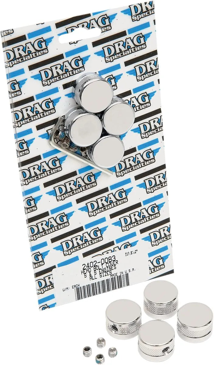 Drag Specialties Head Bolt Covers - Krom, Aluminium
