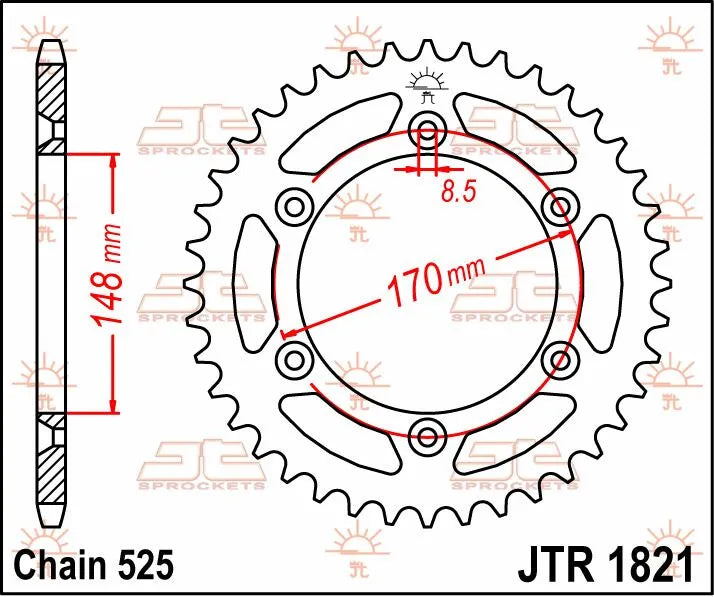 Jt Sprockets Stål Baghjul - 525, 47t