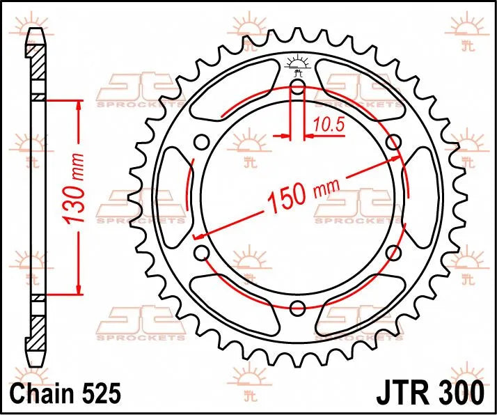 Jt Sprockets Stål Baghjul - 525 Kæde