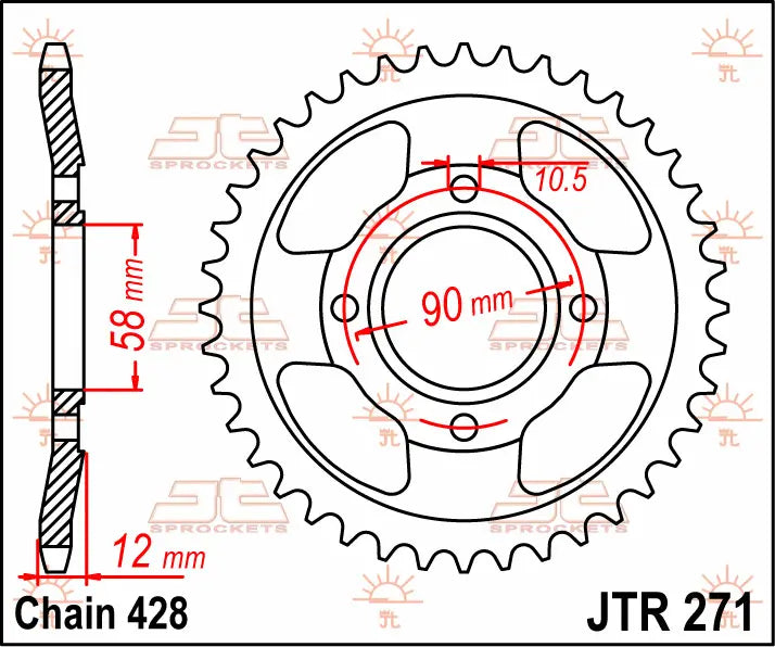 Jt Sprockets Stål Baghjul - 50t