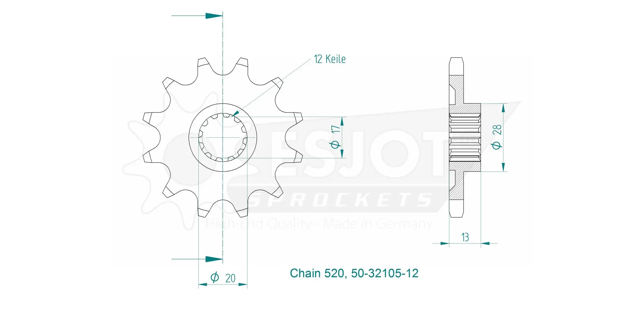 Esjot 520 Forhjul - 12 Tand