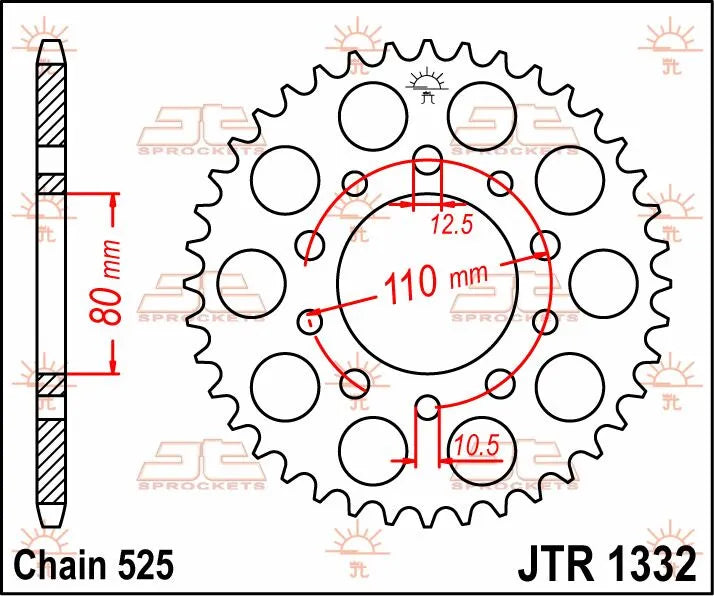 Jt Sprockets Stål Baghjul - 525-46t