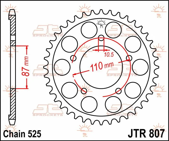 JT Sprockets Stål Baghjul 525-48t