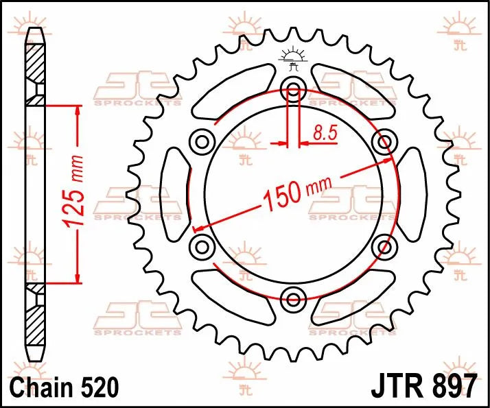 Jt Sprockets Stål Baghjul 520-53t