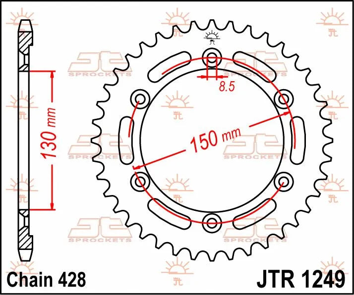 Jt Sprockets Stål Baghjul - 51t