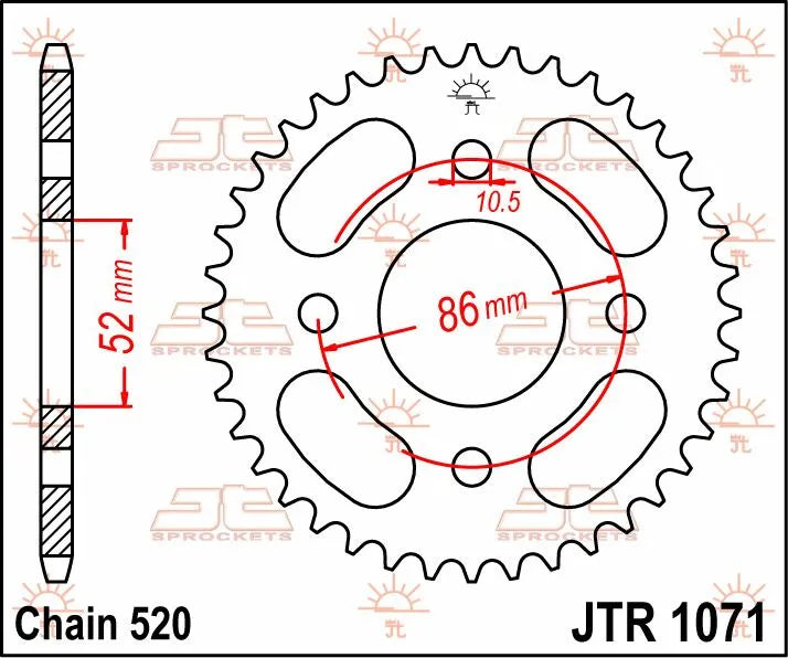 Jt Sprockets Stål Baghjul - 520, 30t