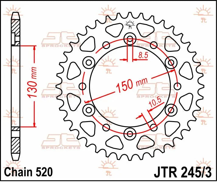Jt Sprockets Stål Baghjul 520-42t