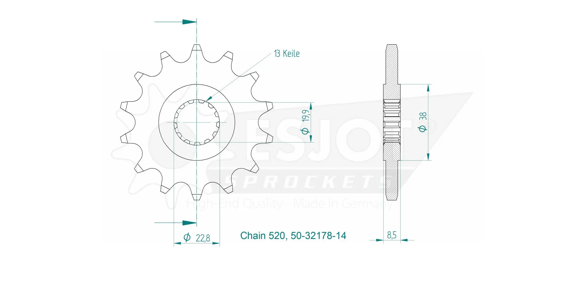 Esjot 520 Forhjul - 14 Tand
