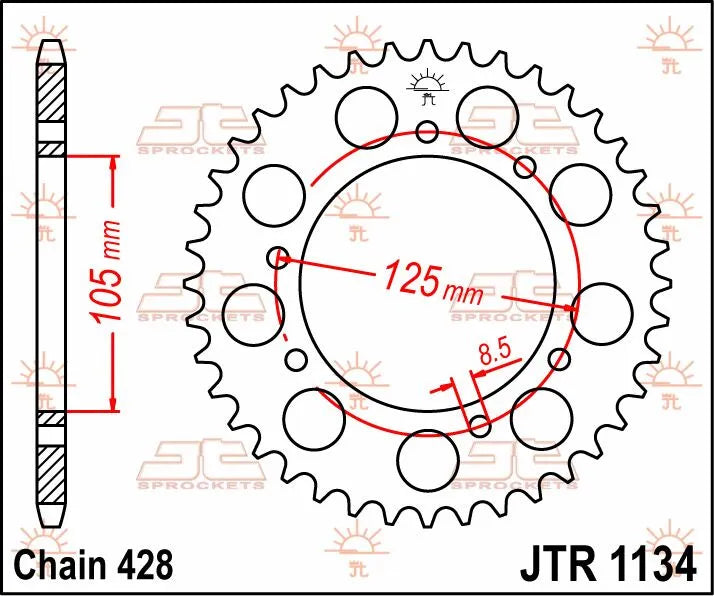 Jt Sprockets Stål Baghjul 54t