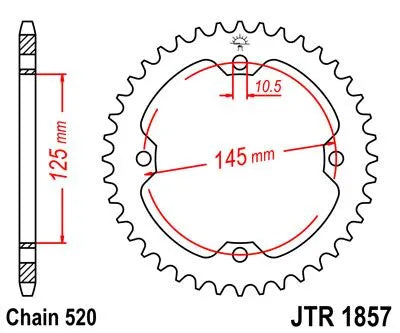 Jt Sprockets Baghjul - 520, 38t, Sort Zink