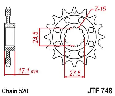 Jt Sprockets Forhjul - 520 Kæde, 15t