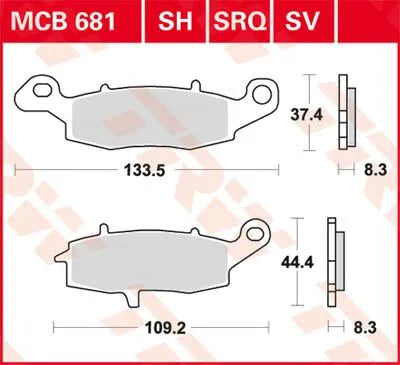 Trw Sv Series Sintered Brake Pads For Front Brake