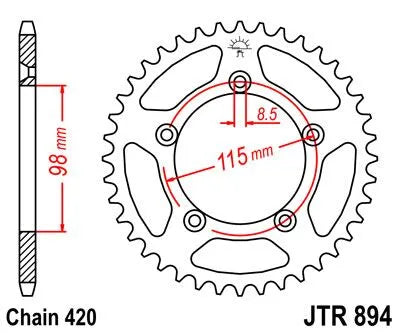 JT Sprockets Stål Baghjul 48t Sort Zink
