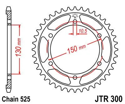 JT Sprockets Baghjul - Sort Zinkfinish
